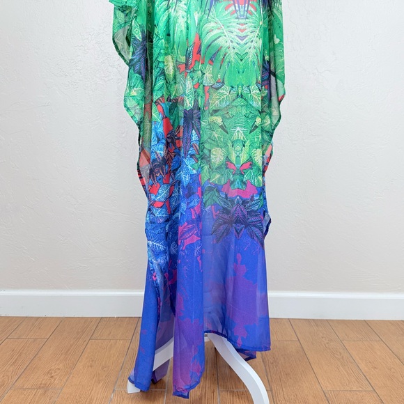 NWT Pierre Cardin Tropical Print Tunic Pareo Swim Cover Up Dress Size S - Picture 7 of 16